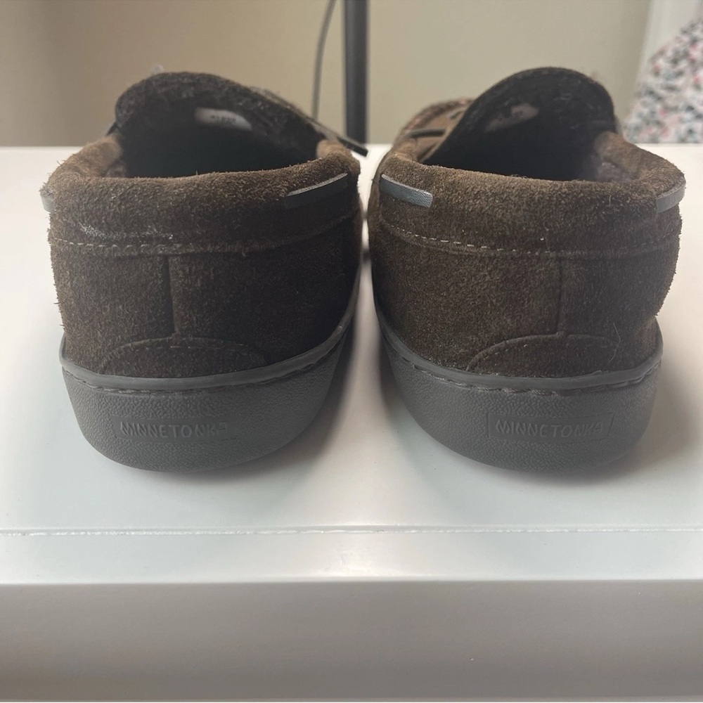 Minnetonka Men's Casey Moccasin Slippers Chocolate Sz 10 - Picture 4 of 8